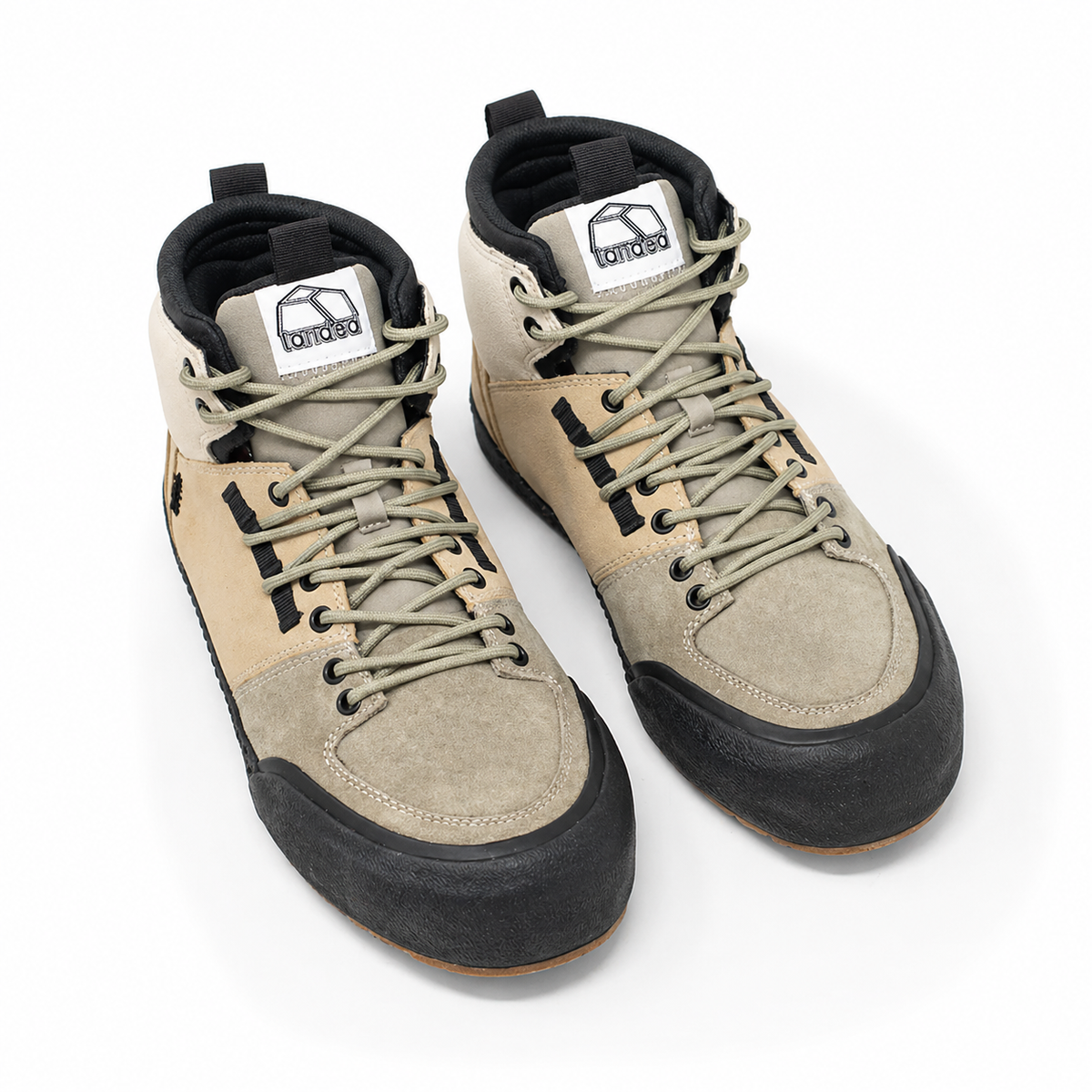 Pair of Landed Footwear Elevate shoes in Brown Desert Fade, front angle view