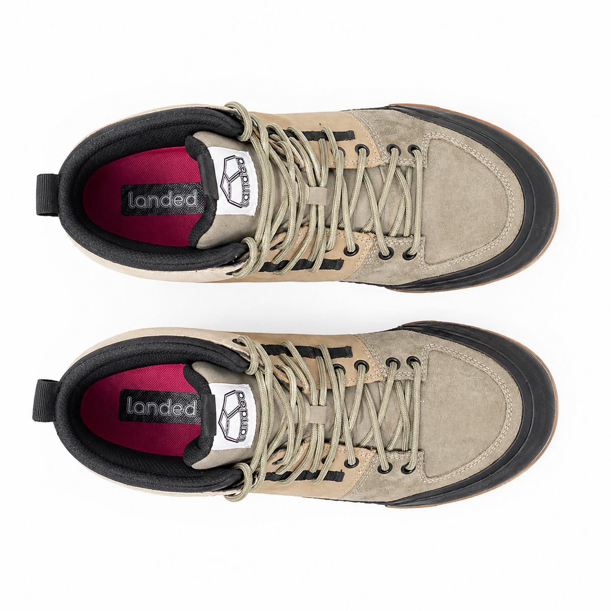 Pair of Landed Footwear Elevate shoes in Brown Desert Fade, top view