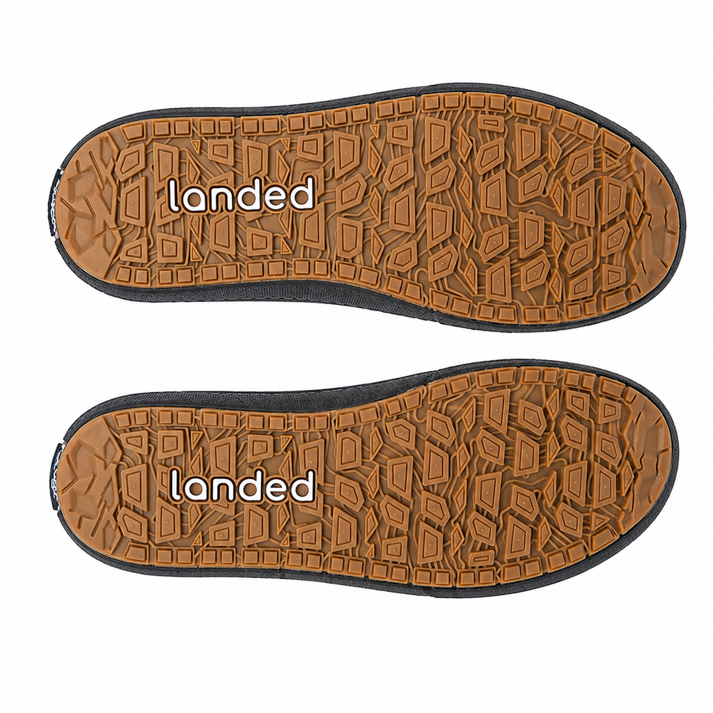 Landed Footwear Elevate shoes in Brown Desert Fade, outsoles
