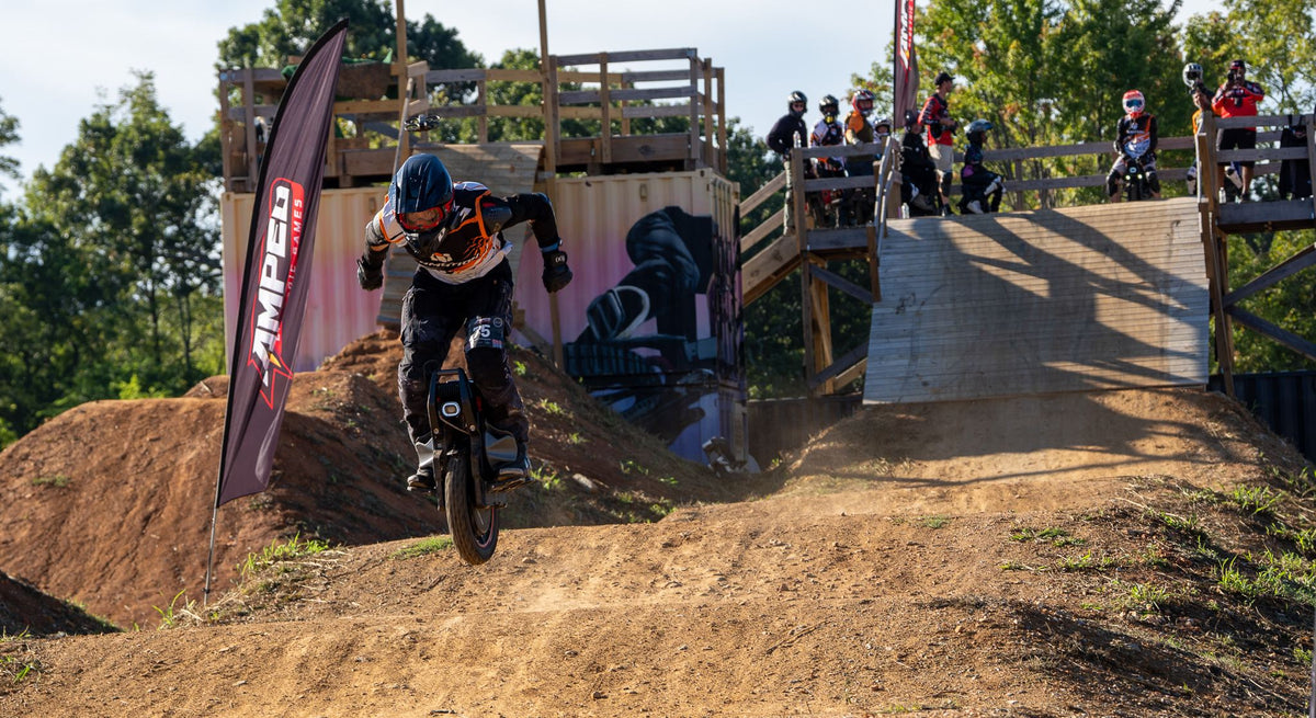 Riders racing at an Amped Electric Games event